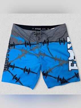 Fox Racing Men’s Blue & Gray Graphic Board Shorts
